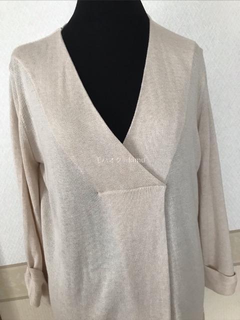 シルク混 七分袖ニット ベージュ 日本製 未使用タグ付き < 女性ファッション  シルク混 七分袖ニット ベージュ 日本製 未使用タグ付き < 女性ファッションの