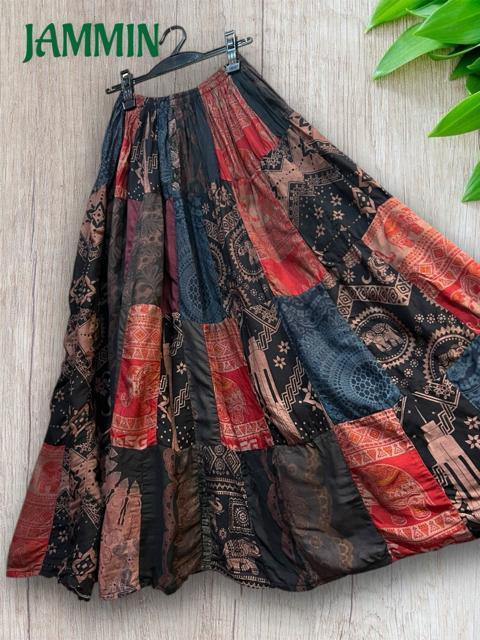 パッチワークフレアスカート エスニック アジアン ロングスカート パッチワーク < 女性ファッション パッチワークフレアスカート エスニック アジアン ロングスカート パッチワーク < 女性ファッションの