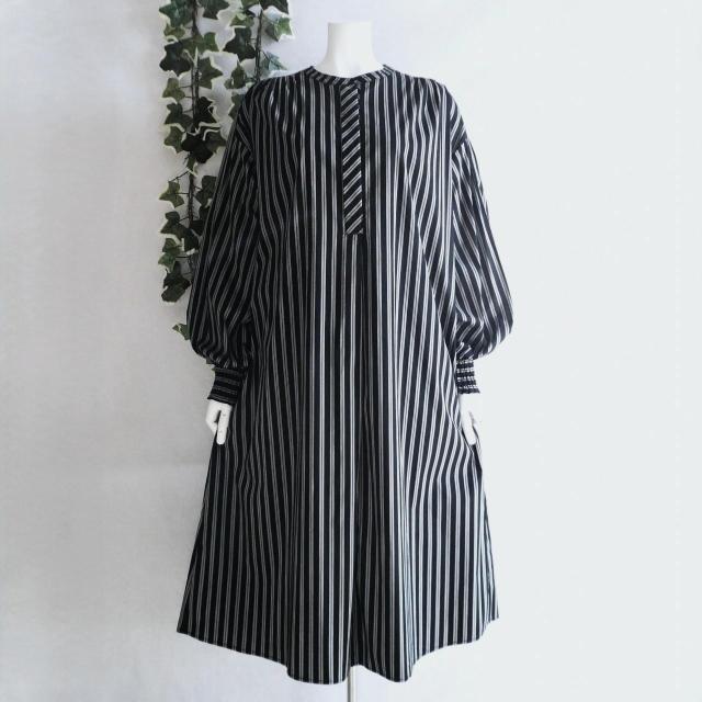 新品 9943 ML ストライプ シャツ ワンピース 春 秋 黒系 レディース バンドカラー 隠しボタン 高級 上質 上品 < 女性ファッション 新品 9943 ML ストライプ シャツ ワンピース 春 秋 黒系 レディース バンドカラー 隠しボタン 高級 上質 上品 < 女性ファッションの