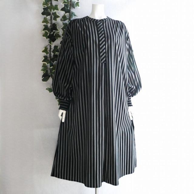 新品 9943 ML ストライプ シャツ ワンピース 春 秋 黒系 レディース バンドカラー 隠しボタン 高級 上質 上品 < 女性ファッション 新品 9943 ML ストライプ シャツ ワンピース 春 秋 黒系 レディース バンドカラー 隠しボタン 高級 上質 上品 < 女性ファッションの