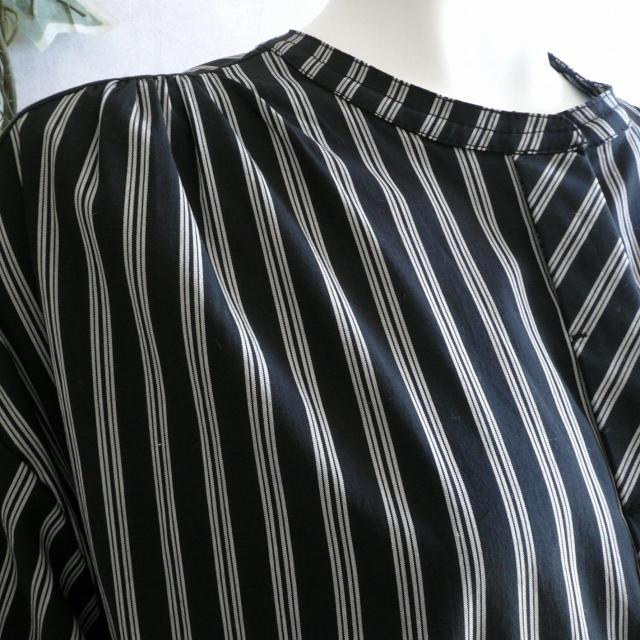 新品 9943 ML ストライプ シャツ ワンピース 春 秋 黒系 レディース バンドカラー 隠しボタン 高級 上質 上品 < 女性ファッション 新品 9943 ML ストライプ シャツ ワンピース 春 秋 黒系 レディース バンドカラー 隠しボタン 高級 上質 上品 < 女性ファッションの