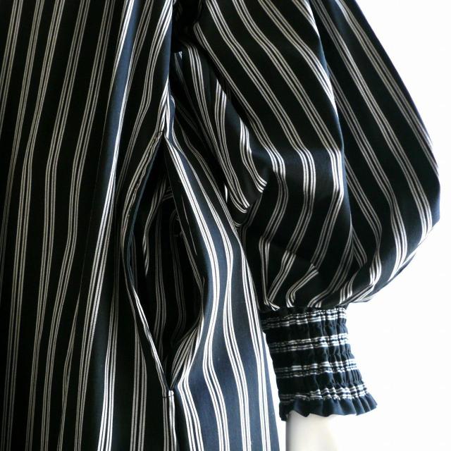 新品 9943 ML ストライプ シャツ ワンピース 春 秋 黒系 レディース バンドカラー 隠しボタン 高級 上質 上品 < 女性ファッション 新品 9943 ML ストライプ シャツ ワンピース 春 秋 黒系 レディース バンドカラー 隠しボタン 高級 上質 上品 < 女性ファッションの