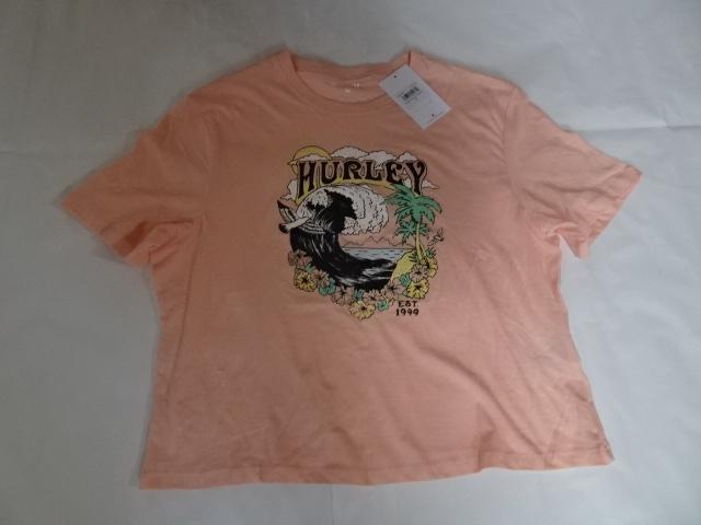 HURLEY BIG WAVEイラストプリント ショート丈T US S オレンジ < レジャー/スポーツ  HURLEY BIG WAVEイラストプリント ショート丈T US S オレンジ < レジャー/スポーツの