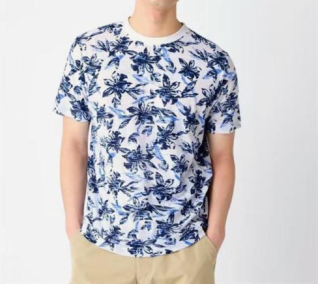 Lサイズ!高貴紳士的!裏ボタニカルプリントスラブ天竺!半袖Tシャツ!新品タグ付き! < 男性ファッション  Lサイズ!高貴紳士的!裏ボタニカルプリントスラブ天竺!半袖Tシャツ!新品タグ付き! < 男性ファッションの