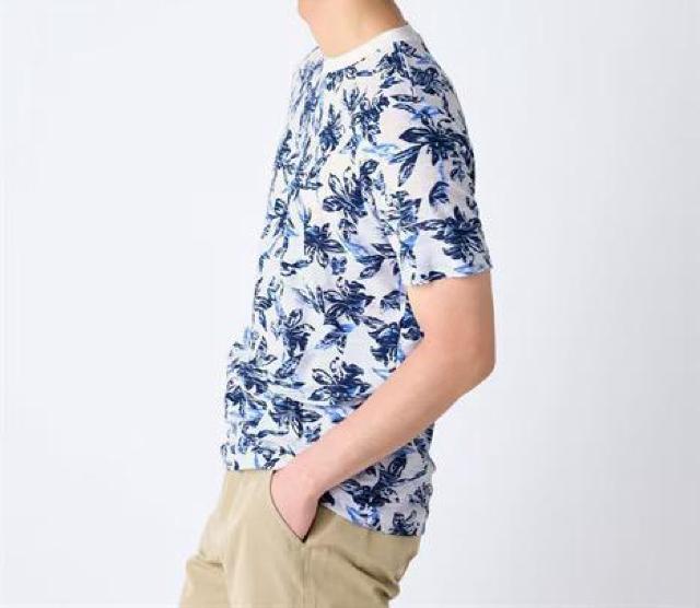 Lサイズ!高貴紳士的!裏ボタニカルプリントスラブ天竺!半袖Tシャツ!新品タグ付き! < 男性ファッション  Lサイズ!高貴紳士的!裏ボタニカルプリントスラブ天竺!半袖Tシャツ!新品タグ付き! < 男性ファッションの