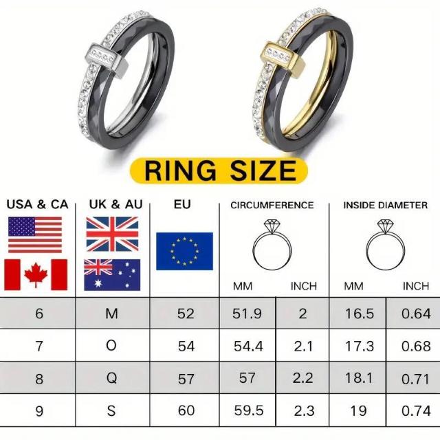 爆ヤス価格890円★エレガント&クラシック レディース用ブラックセラミックダブルリング USAサイズ6号(日本サイズ11号相当)金 < 女性アクセサリー/時計 爆ヤス価格890円★エレガント&クラシック レディース用ブラックセラミックダブルリング USAサイズ6号(日本サイズ11号相当)金 < 女性アクセサリー/時計の