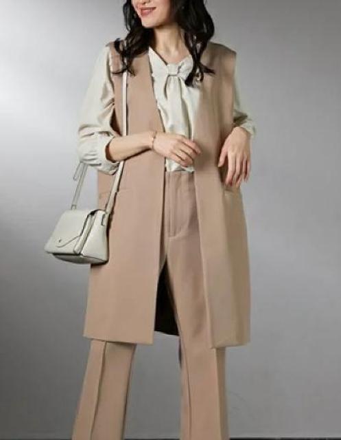 新品☆3L♪ベージュ系♪きれいめジレ♪ベスト♪ロングベスト♪ジャケットQ309 < 女性ファッション  新品☆3L♪ベージュ系♪きれいめジレ♪ベスト♪ロングベスト♪ジャケットQ309 < 女性ファッションの