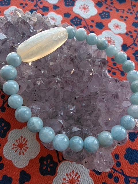 如意天珠とアクアマリンのブレスレット★ハンドメイド★ < 女性アクセサリー/時計 如意天珠とアクアマリンのブレスレット★ハンドメイド★ < 女性アクセサリー/時計の