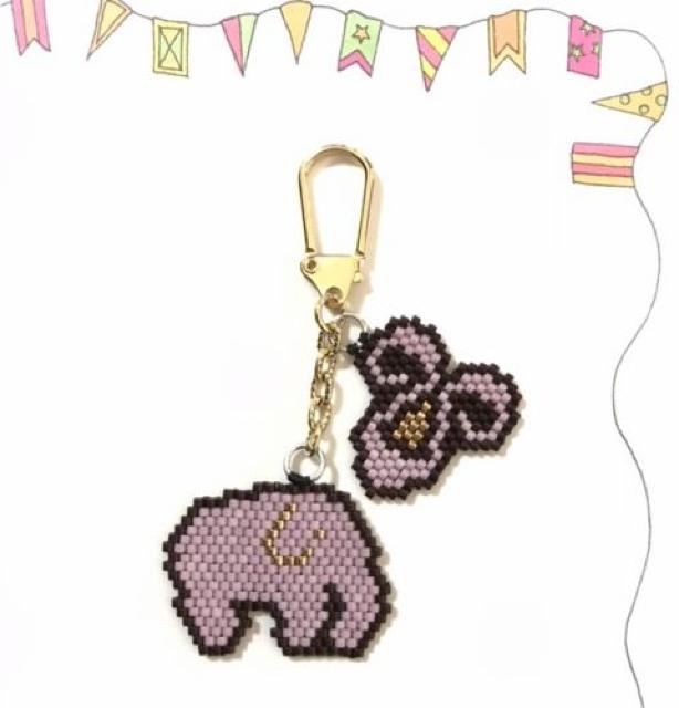 hハンドメイド〓デリカビーズステッチ〓タイのピンクぞう〓キーホルダー < 女性ファッション hハンドメイド〓デリカビーズステッチ〓タイのピンクぞう〓キーホルダー < 女性ファッションの