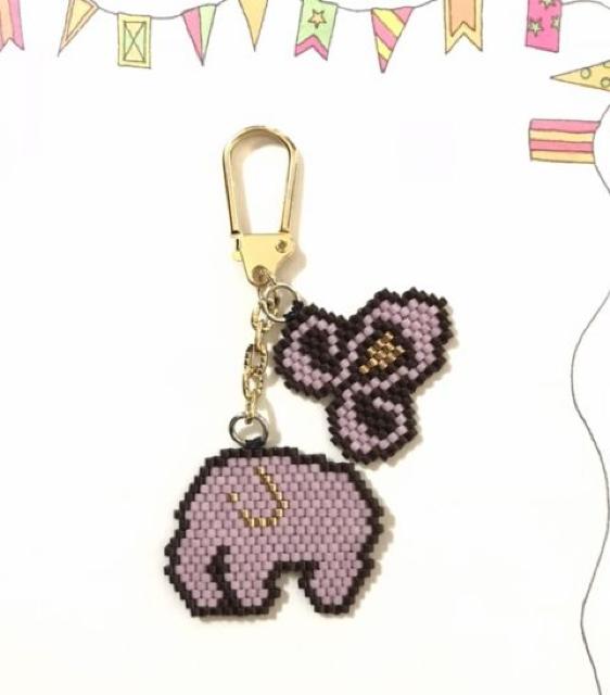 hハンドメイド〓デリカビーズステッチ〓タイのピンクぞう〓キーホルダー < 女性ファッション hハンドメイド〓デリカビーズステッチ〓タイのピンクぞう〓キーホルダー < 女性ファッションの
