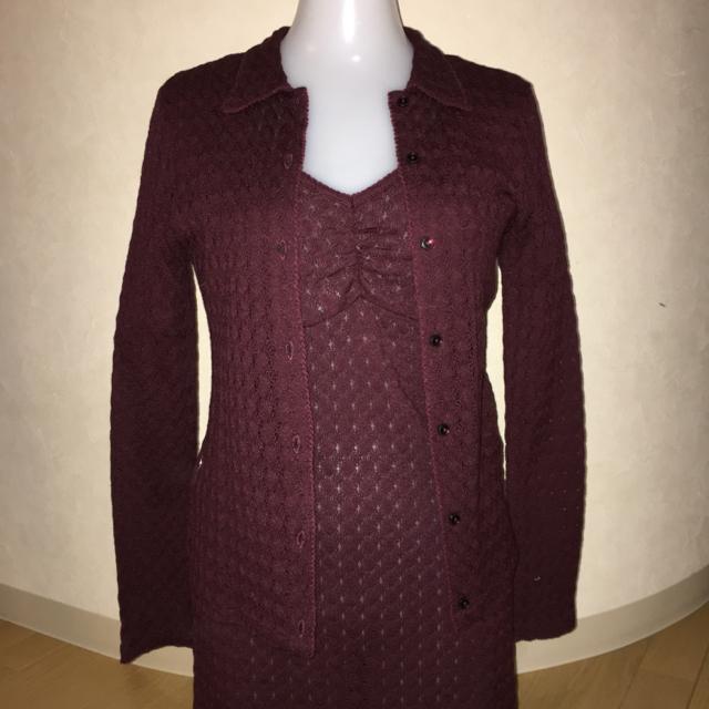 組曲 ニットセットアップ ボルドー サイズ2 < 女性ファッション  組曲 ニットセットアップ ボルドー サイズ2 < 女性ファッションの