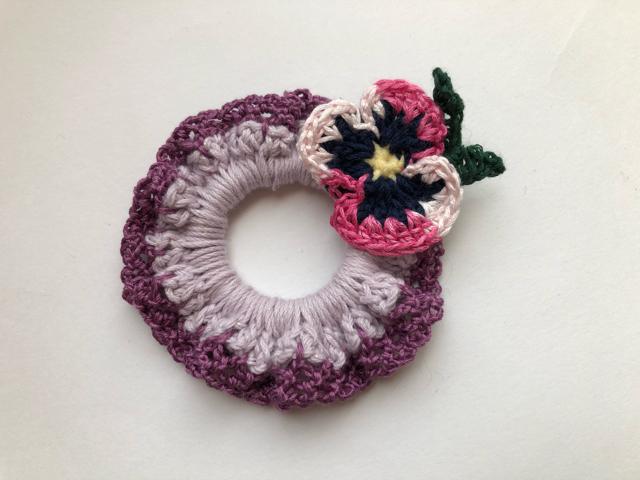 ハンドメイド ミニ シュシュ コットン お花 ガーリー < 女性ファッション  ハンドメイド ミニ シュシュ コットン お花 ガーリー < 女性ファッションの