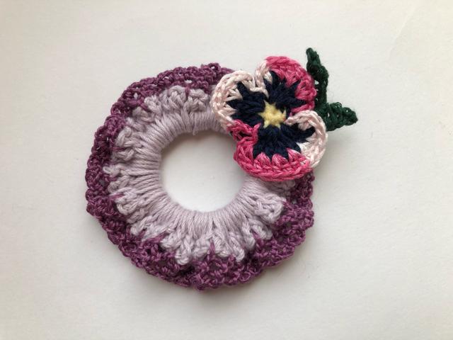 ハンドメイド ミニ シュシュ コットン お花 ガーリー < 女性ファッション  ハンドメイド ミニ シュシュ コットン お花 ガーリー < 女性ファッションの