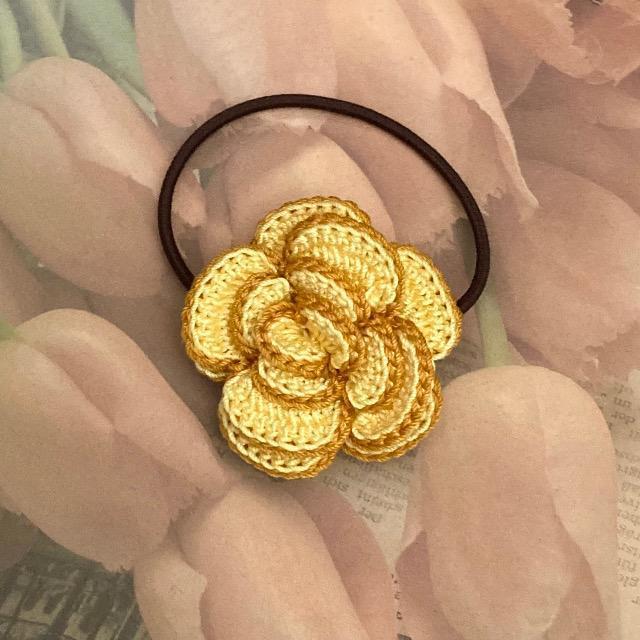 ハンドメイド♪レース編み 薔薇風お花モチーフのヘアゴム < 女性ファッション  ハンドメイド♪レース編み 薔薇風お花モチーフのヘアゴム  < 女性ファッションの