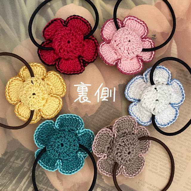 ハンドメイド♪レース編み 薔薇風お花モチーフのヘアゴム < 女性ファッション  ハンドメイド♪レース編み 薔薇風お花モチーフのヘアゴム < 女性ファッションの
