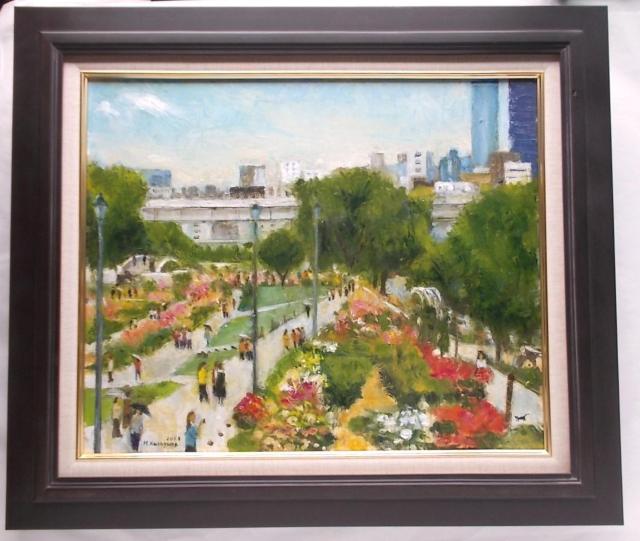 ●金山ヒロシ油彩画【中之島バラ園】『F12号』新額付き大作 ★ 中之島公園のバラ園を俯瞰した作品 < ホビー ●金山ヒロシ油彩画【中之島バラ園】『F12号』新額付き大作 ★ 中之島公園のバラ園を俯瞰した作品 < ホビーの