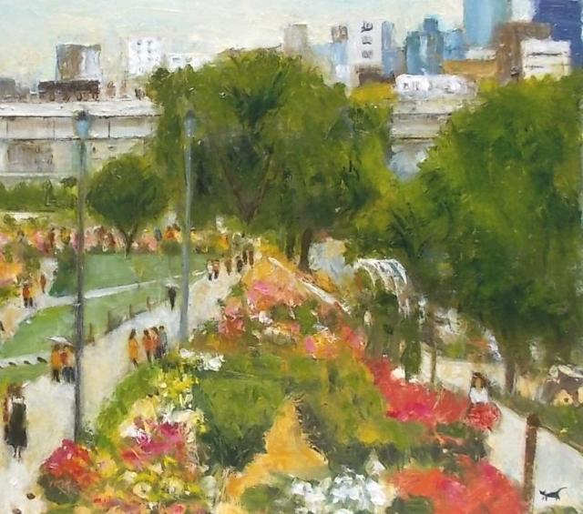 ●金山ヒロシ油彩画【中之島バラ園】『F12号』新額付き大作 ★ 中之島公園のバラ園を俯瞰した作品 < ホビー ●金山ヒロシ油彩画【中之島バラ園】『F12号』新額付き大作 ★ 中之島公園のバラ園を俯瞰した作品 < ホビーの