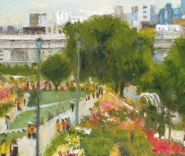 ●金山ヒロシ油彩画【中之島バラ園】『F12号』新額付き大作 ★ 中之島公園のバラ園を俯瞰した作品 < ホビー ●金山ヒロシ油彩画【中之島バラ園】『F12号』新額付き大作 ★ 中之島公園のバラ園を俯瞰した作品 < ホビーの