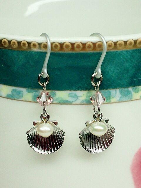 Silverシェル淡水パールチャームローズスワロフスキー樹脂フック < 女性アクセサリー/時計  Silverシェル淡水パールチャームローズスワロフスキー樹脂フック < 女性アクセサリー/時計の