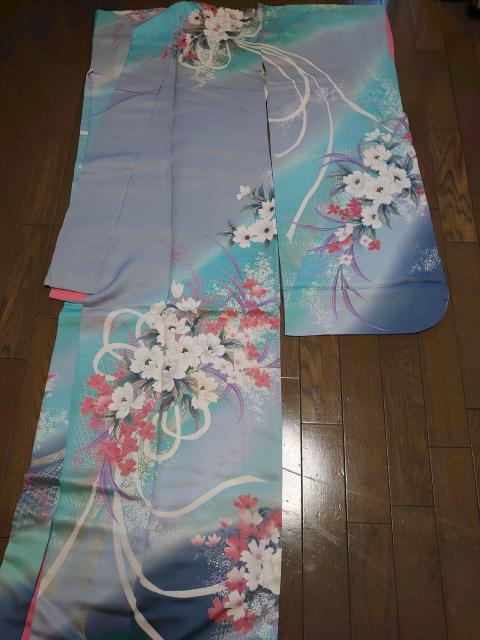 §USED、振袖、花束柄、暈し染め、金銀彩 < 女性ファッション  §USED、振袖、花束柄、暈し染め、金銀彩  < 女性ファッションの