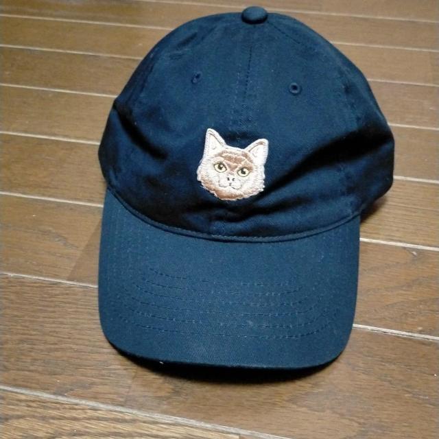 CAT FACEパッチCAP ネイビー アジャスタブルフィット < 女性ファッション  CAT FACEパッチCAP ネイビー アジャスタブルフィット < 女性ファッションの