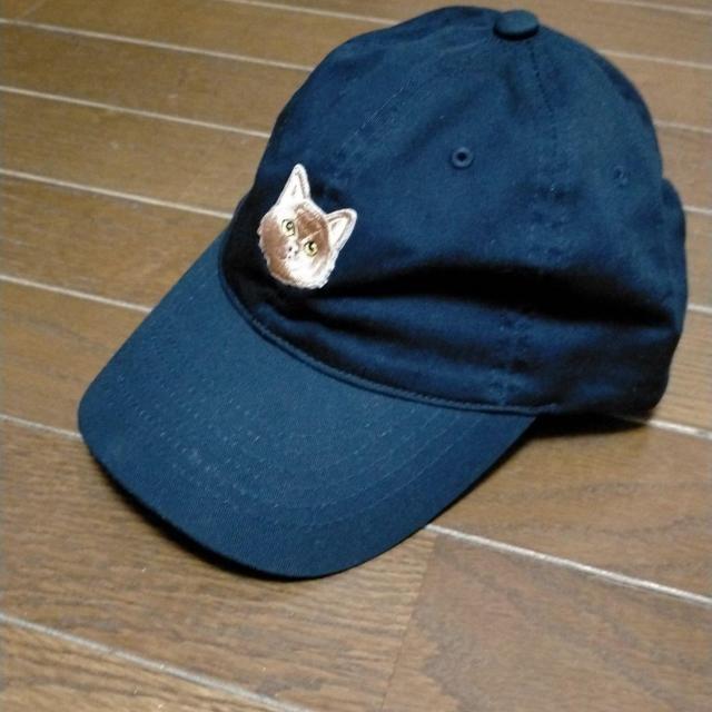 CAT FACEパッチCAP ネイビー アジャスタブルフィット < 女性ファッション  CAT FACEパッチCAP ネイビー アジャスタブルフィット < 女性ファッションの