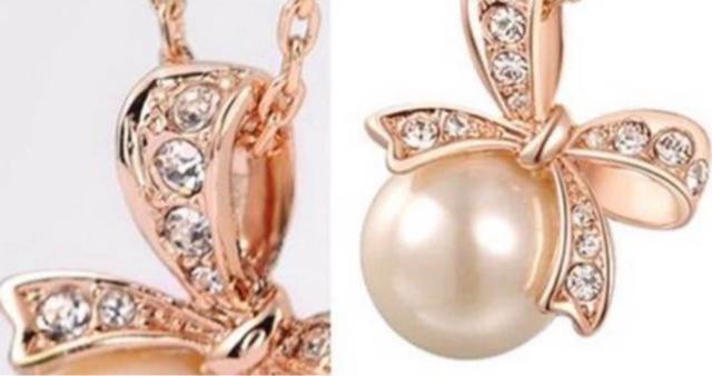 ネックレス リボンパール ビジューリボン ピンクゴールド < 女性アクセサリー/時計  ネックレス リボンパール ビジューリボン ピンクゴールド < 女性アクセサリー/時計の