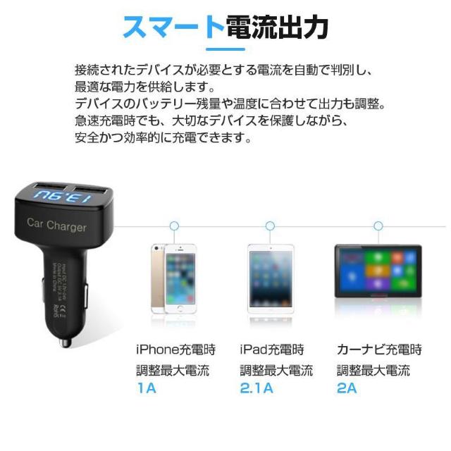 車 電圧計 温度計 カーチャージャー LED表示 USB 充電器 車載 シガーソケット 2ポート 急速充電 12V 24V 対応 < インテリア/ライフ 車 電圧計 温度計 カーチャージャー LED表示 USB 充電器 車載 シガーソケット 2ポート 急速充電 12V 24V 対応 < インテリア/ライフの
