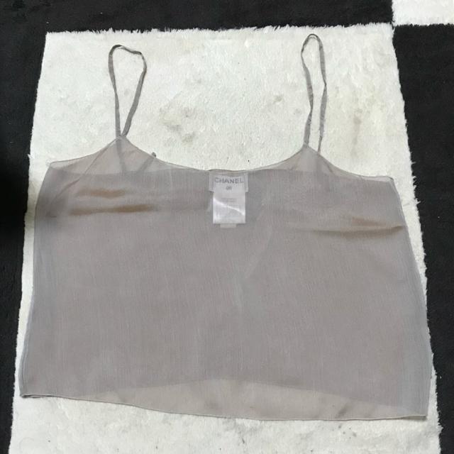 正規品 シャネル シルク シースルータンクトップ グレージュ 38 < ブランド  正規品 シャネル シルク シースルータンクトップ グレージュ 38  < ブランドの