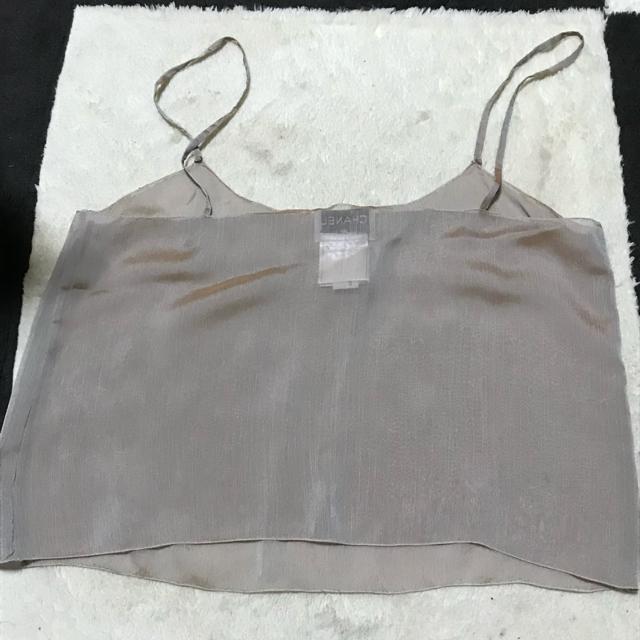 正規品 シャネル シルク シースルータンクトップ グレージュ 38 < ブランド  正規品 シャネル シルク シースルータンクトップ グレージュ 38 < ブランドの