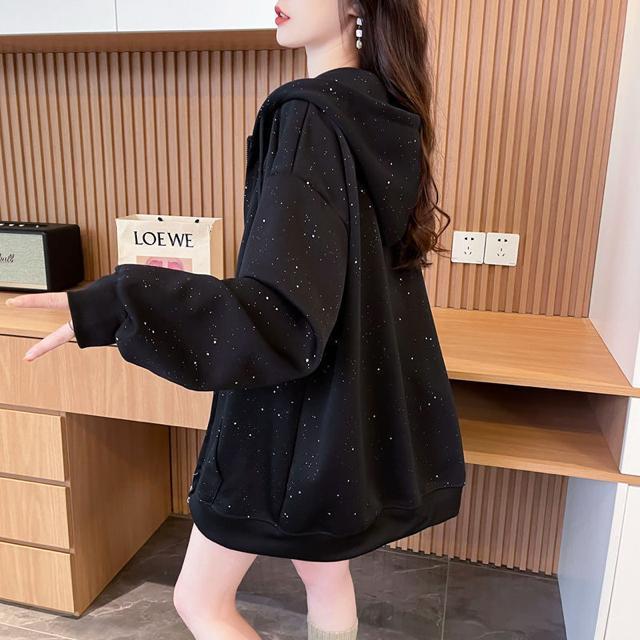 パーカー ジップアップ キラキララメ入り ブラック 大きいサイズ < 女性ファッション パーカー ジップアップ キラキララメ入り ブラック 大きいサイズ < 女性ファッションの
