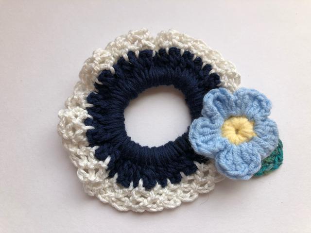 ハンドメイド ミニ シュシュ コットン ガーリー お花 < 女性ファッション  ハンドメイド ミニ シュシュ コットン ガーリー お花  < 女性ファッションの