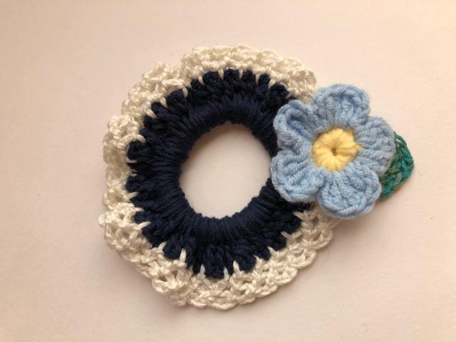 ハンドメイド ミニ シュシュ コットン ガーリー お花 < 女性ファッション  ハンドメイド ミニ シュシュ コットン ガーリー お花 < 女性ファッションの