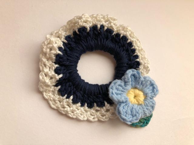 ハンドメイド ミニ シュシュ コットン ガーリー お花 < 女性ファッション  ハンドメイド ミニ シュシュ コットン ガーリー お花 < 女性ファッションの