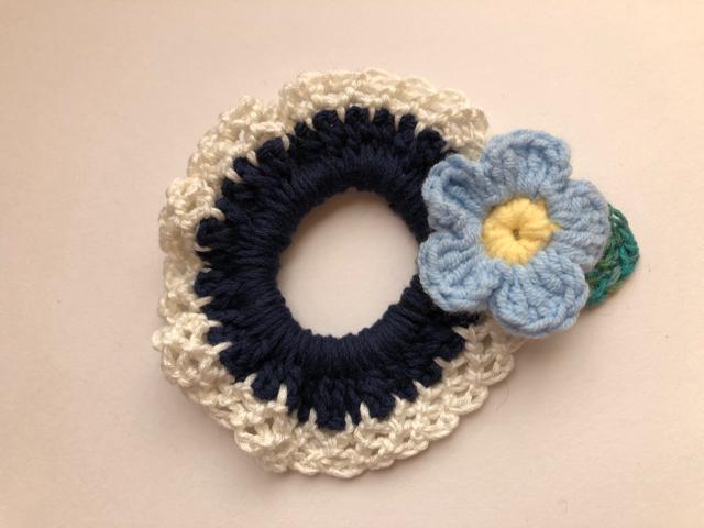 ハンドメイド ミニ シュシュ コットン ガーリー お花 < 女性ファッション  ハンドメイド ミニ シュシュ コットン ガーリー お花 < 女性ファッションの