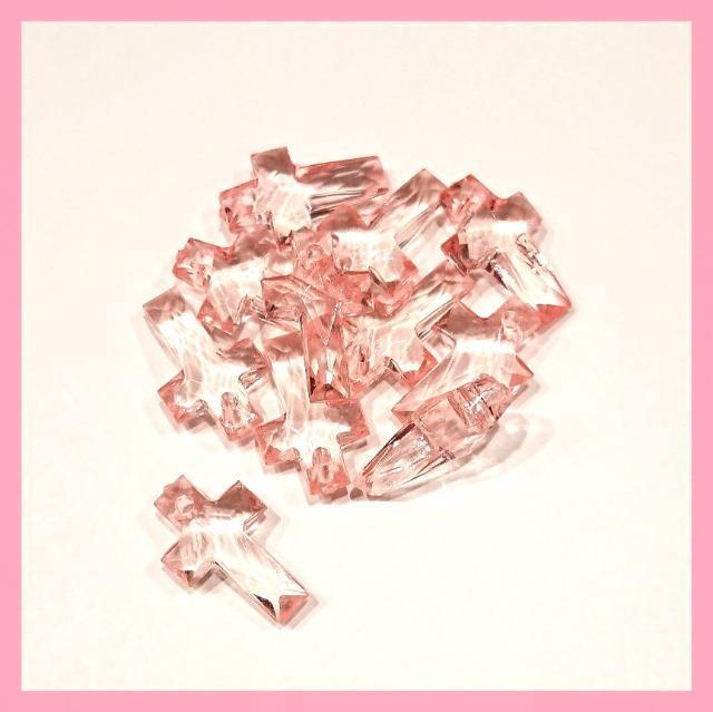 『●¥30均一●』十字架チャームビーズ*ライトクリアピンク*10個*約16mm*アクリル製 < ペット/手芸/園芸 『●¥30均一●』十字架チャームビーズ*ライトクリアピンク*10個*約16mm*アクリル製 < ペット/手芸/園芸の