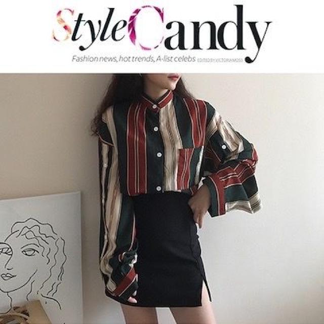 送料無料#新品#韓国#ストライプシャツ < 女性ファッション  送料無料#新品#韓国#ストライプシャツ < 女性ファッションの