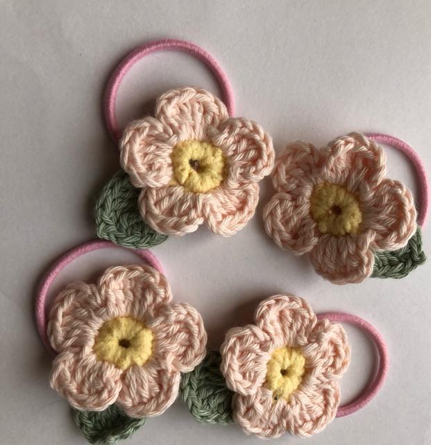 ハンドメイド ヘアゴム ピンクのお花 コットン 小さなお子様用 < 女性ファッション  ハンドメイド ヘアゴム ピンクのお花 コットン 小さなお子様用 < 女性ファッションの