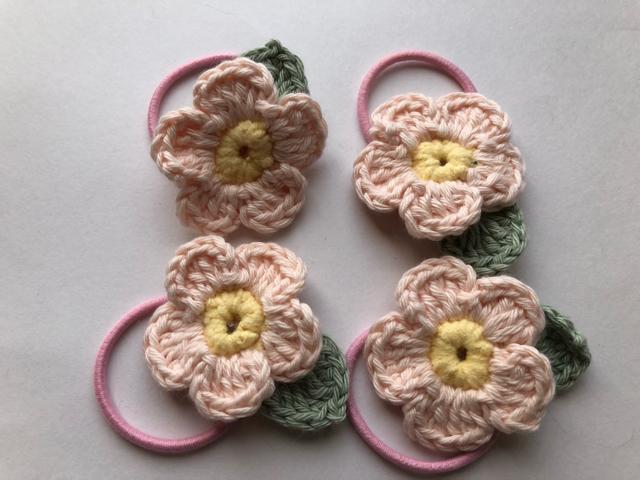 ハンドメイド ヘアゴム ピンクのお花 コットン 小さなお子様用 < 女性ファッション  ハンドメイド ヘアゴム ピンクのお花 コットン 小さなお子様用 < 女性ファッションの