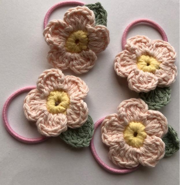 ハンドメイド ヘアゴム ピンクのお花 コットン 小さなお子様用 < 女性ファッション  ハンドメイド ヘアゴム ピンクのお花 コットン 小さなお子様用 < 女性ファッションの