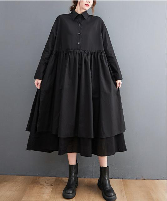 フレア ロング丈 ワンピース フロントボタン ウエスト紐付き 大きいサイズ < 女性ファッション  フレア ロング丈 ワンピース フロントボタン ウエスト紐付き 大きいサイズ < 女性ファッションの