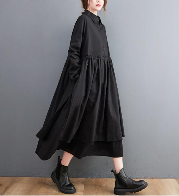 フレア ロング丈 ワンピース フロントボタン ウエスト紐付き 大きいサイズ < 女性ファッション  フレア ロング丈 ワンピース フロントボタン ウエスト紐付き 大きいサイズ < 女性ファッションの