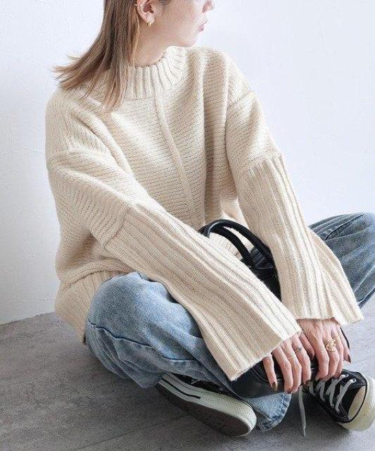 chocol ニット★アイボリーのマシンウォッシャブルニット/タグ付き新品♪ < ブランド chocol ニット★アイボリーのマシンウォッシャブルニット/タグ付き新品♪ < ブランドの