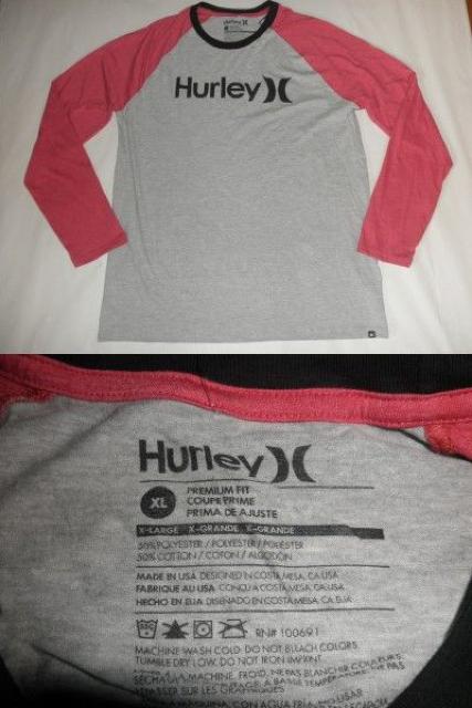 USA製 サーフ系【Hurley】ソフト素材 ラグランロンT US XL 灰赤 < ブランド  USA製 サーフ系【Hurley】ソフト素材 ラグランロンT US XL 灰赤 < ブランドの