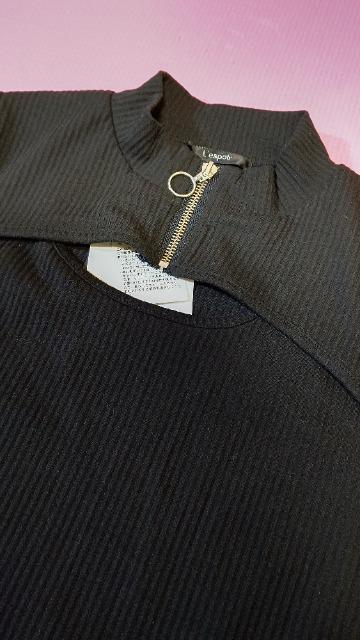 ★新品★リブ胸開きカットソー★L★ < 女性ファッション  ★新品★リブ胸開きカットソー★L★ < 女性ファッションの