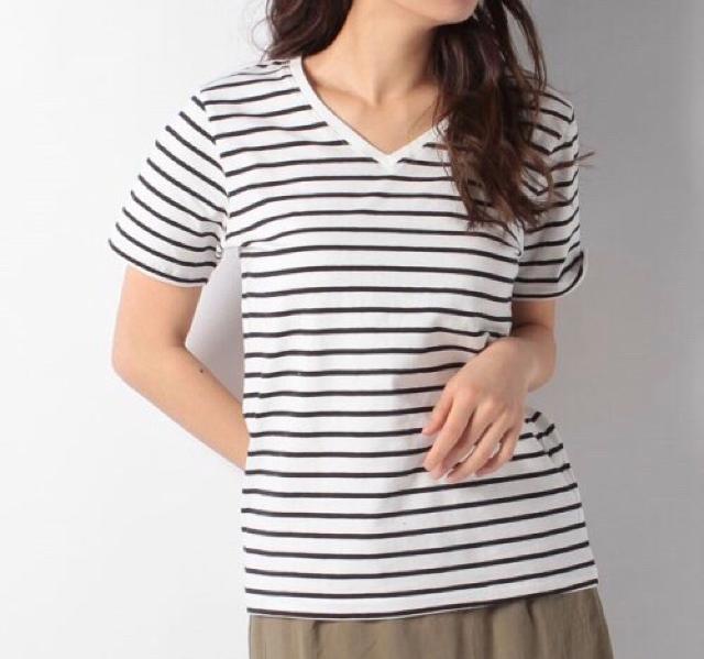 期間限定セール●華奢魅せ【新品未使用】ボーダー VネックTシャツ●F フリーサイズ < 女性ファッション  期間限定セール●華奢魅せ【新品未使用】ボーダー VネックTシャツ●F フリーサイズ < 女性ファッションの