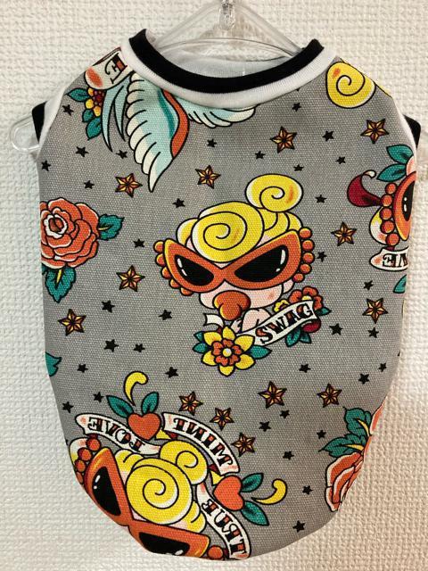 M★ヒスミニ シャツ バラ柄 グレー ボーダー 犬服★ < ペット/手芸/園芸  M★ヒスミニ シャツ バラ柄 グレー ボーダー 犬服★  < ペット/手芸/園芸の