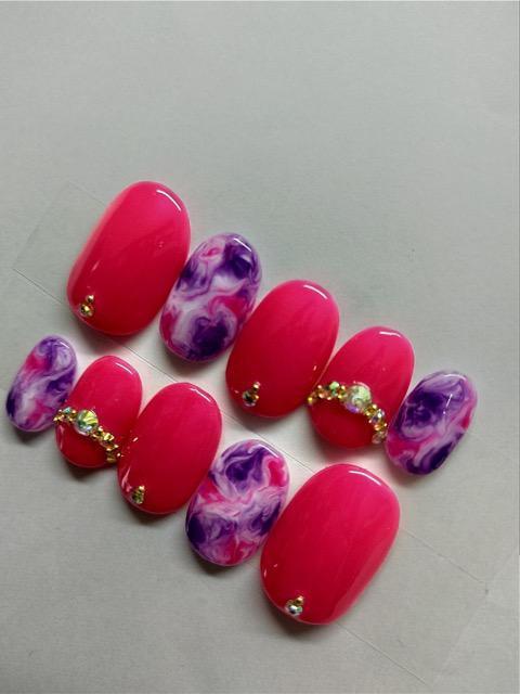 LBNYLA☆Bシヨートオーバル♪パープルピンク系マーブルタイダイ.ショキピン < 香水/コスメ/ネイル LBNYLA☆Bシヨートオーバル♪パープルピンク系マーブルタイダイ.ショキピン < 香水/コスメ/ネイルの