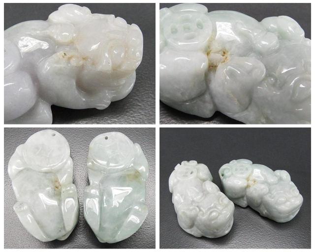 AA天然石ひすい本翡翠ジェダイト金銭ヒキュウ大型貔貅ペア置物風水物 < インテリア/ライフ AA天然石ひすい本翡翠ジェダイト金銭ヒキュウ大型貔貅ペア置物風水物 < インテリア/ライフの