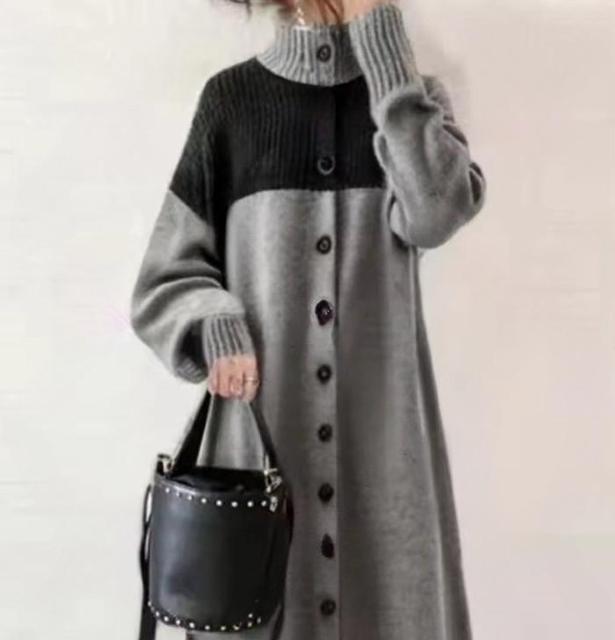 〜3L4L*ぽわん袖スタンドリブネック前ボタンニットワンヒ < 女性ファッション 〜3L4L*ぽわん袖スタンドリブネック前ボタンニットワンヒ < 女性ファッションの